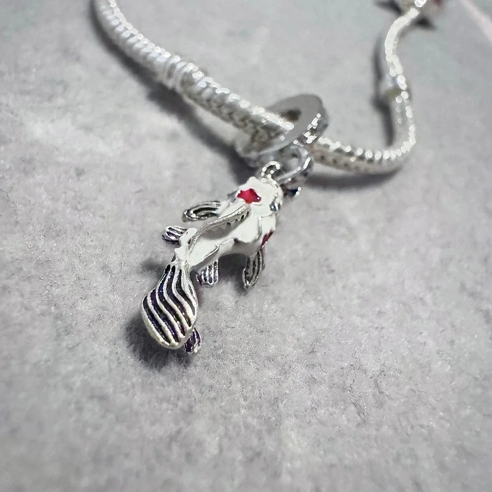 Silver Tone‎ White Koi Fish Dangle Charm fits Pandora